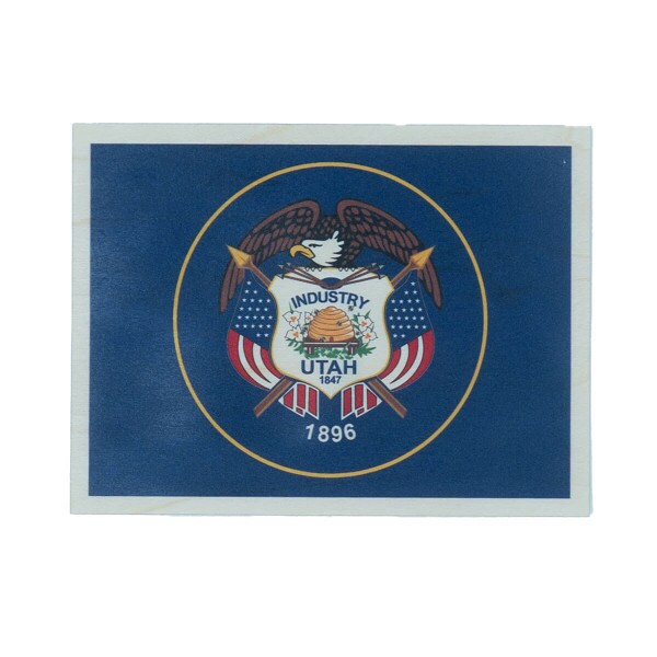 Utah Flag Wooden Thin Postcard
